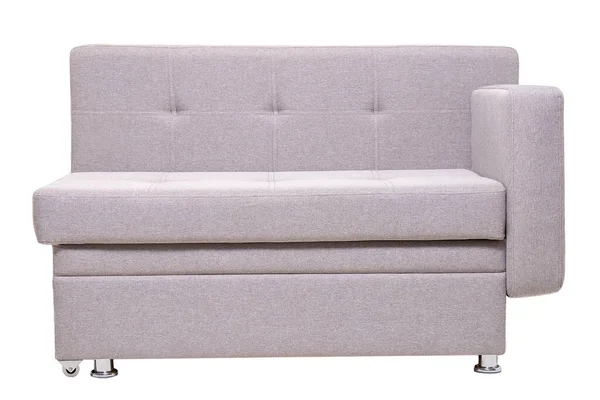 Modern grey fabric sofa isolated on white, front view. contemporary couch — Stock Photo, Image