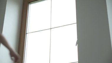 Genç, esmer, spor giyimli, güzel bir kadın. At kuyruklu, penceresi açık.