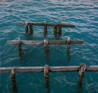 Bacalar lagünündeki ahşap yapı