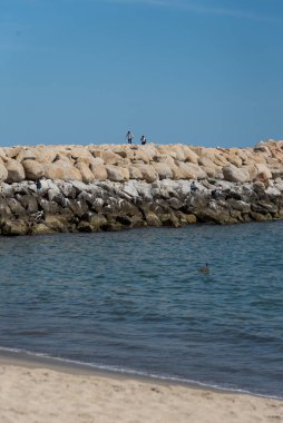 Meksika 'da plaj fotoğrafı, kayalık deniz kenarı.