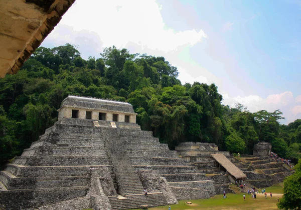 Templo Inscrições Conceito Morte Mayan Palenque Ruínas Site Mayan Arqueológico — Fotografia de Stock