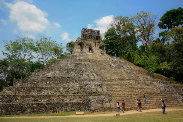 Chrám Slunce Palenque Archeologické Mayské Zříceniny Mexiku — Stock fotografie