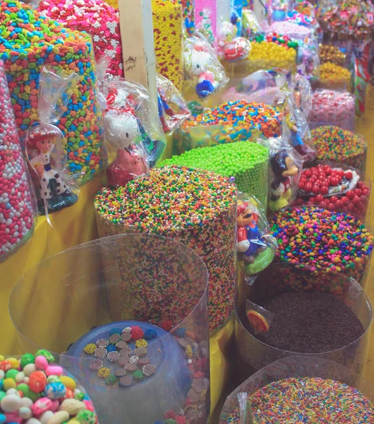 Diferentes Variedades Doces Coloridos Mercado Merced Cidade México — Fotografia de Stock