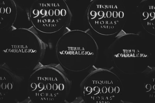 San Luis Potosi Tequila Gyár Hordókkal Fekete Fehér — Stock Fotó