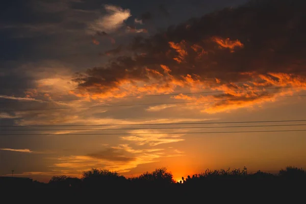 Céu Pôr Sol Laranja Com Nuvens — Fotografia de Stock