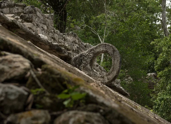 Pyramide Details Coba Archeologische Ruïnes Maya Cultuur Site Quintana Roo — Stockfoto