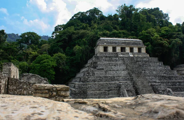 Temple Inscriptions Maja Halál Koncepció Palenque Régészeti Maják Hely Romjai — Stock Fotó