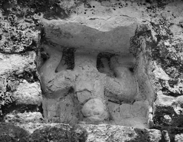 Cierre Detalle Piramidal Maya Coba México — Foto de Stock
