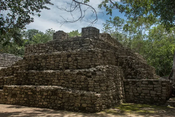 Piramida Coba Archeologiczne Ruiny Majów Quintana Roo Meksyk — Zdjęcie stockowe