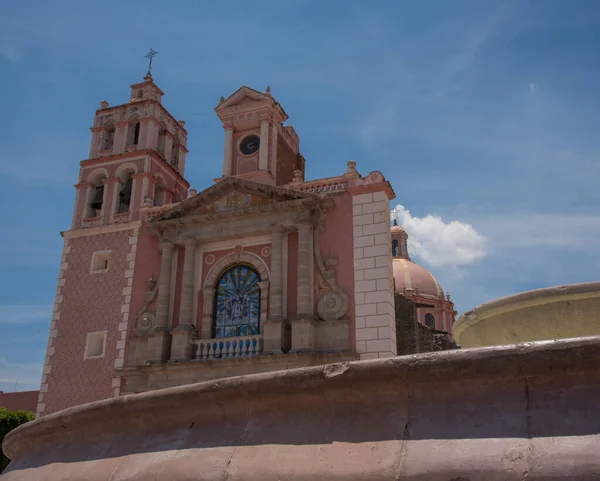 テキスキアン ケレタロ メキシコ メイン広場ミゲル イダルゴ コスティラとサンタ アスンチン寺院 — ストック写真