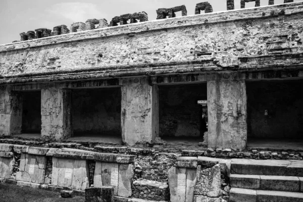 Palazzo Edifici Adiacenti Palazzo Palenque Rovine Del Sito Maya Messico — Foto Stock