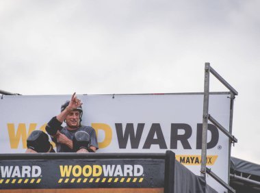 Playa del Carmen, Cancun, Riviera Maya, Quintana Roo Mexico, 21 Ekim 2017 Cennette Kaykay, Woodward Riviera Maya Büyük Açılışı, Tony Hawk