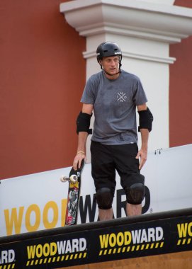 Playa del Carmen, Cancun, Riviera Maya, Quintana Roo Mexico, 21 Ekim 2017 Woodward Riviera Maya Büyük Açılışı, Tony Hawk