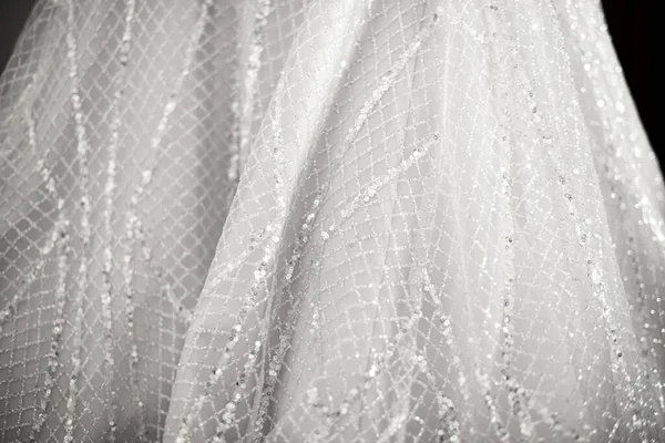 Belo Vestido Noiva Rendas Com Pedras Preciosas Brilhantes — Fotografia de Stock