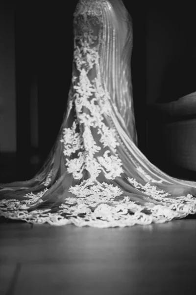 Lindo Vestido Noiva Tecido Renda — Fotografia de Stock