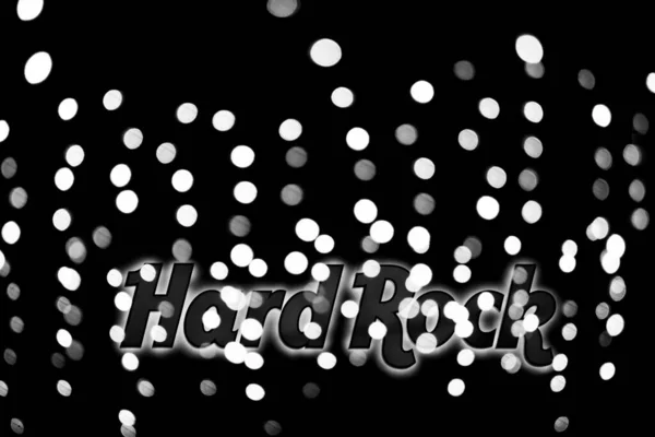 Efecto Bokeh Noche Luces Desenfocadas Hard Rock Café Blanco Negro —  Fotos de Stock