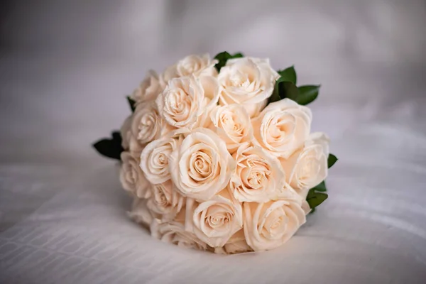 Flores Buquê Casamento Pétalas Rosas Brancas — Fotografia de Stock