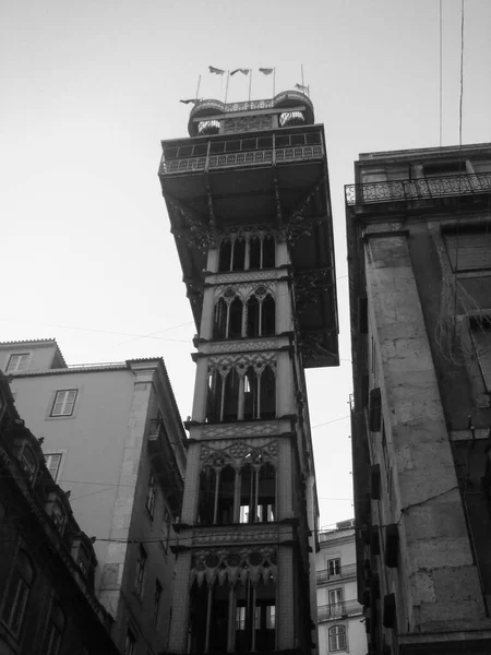 Lisbonne Portugal Ascenseur Santa Justa Ascenseur Carmo Ascenseur Célèbre Noir — Photo