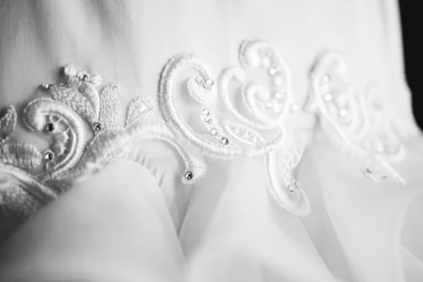 白色漂亮婚纱 花边面料 — 图库照片