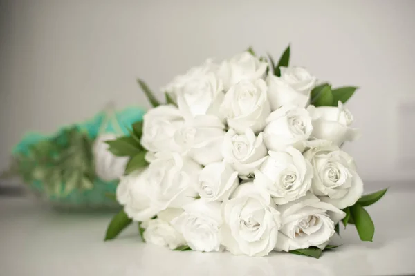 Flores Buquê Casamento Rosas Brancas — Fotografia de Stock