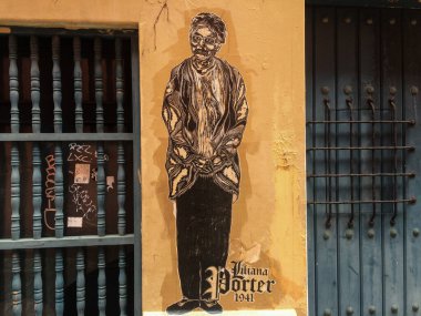 Old San Juan Puerto Rico street art clipart