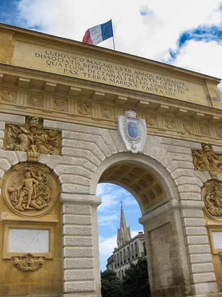 Porte Peyrou Triumfbåge Montpellier Södra Frankrike Det Ligger Den Östra — Stockfoto