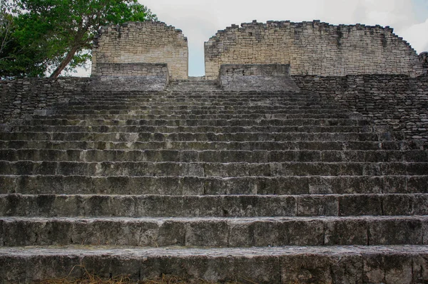 Kohunlich Sítio Arqueológico Civilização Maia Pré Colombiana México — Fotografia de Stock