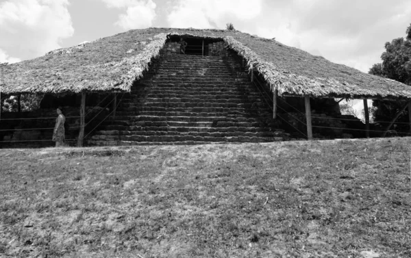 Kohunlich Arkeologiska Platsen För Pre Columbian Maya Civilisationen Pyramidruiner Quintana — Stockfoto