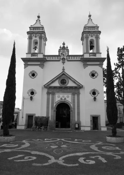 Czarne Białe Zdjęcie Kościoła Taxco Meksyk — Zdjęcie stockowe