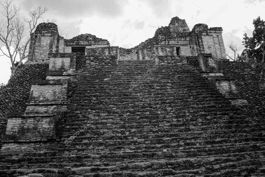 mayan ruins of Dzibanche located in Quintana Roo, Yucatan Peninsula, Mexico, Pyramids