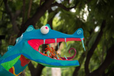 Mexico, 2017 The Day of Dead, holiday celebration and colorful sculpture of dragon  clipart