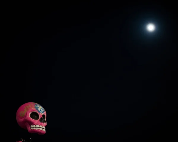 México Outubro 2017 Halloween Crânio Assustador Lua Céu Noturno — Fotografia de Stock