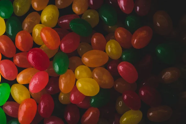 Makro Nahaufnahme Gemischter Farben Gelee Bohnen Selektiver Fokus — Stockfoto