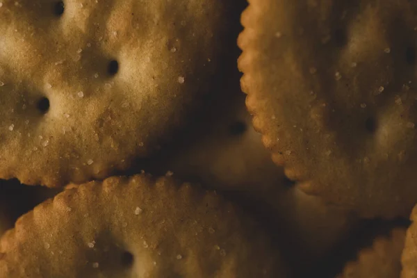 Macro Close Afgeronde Zoute Koekjes Selectieve Focus — Stockfoto