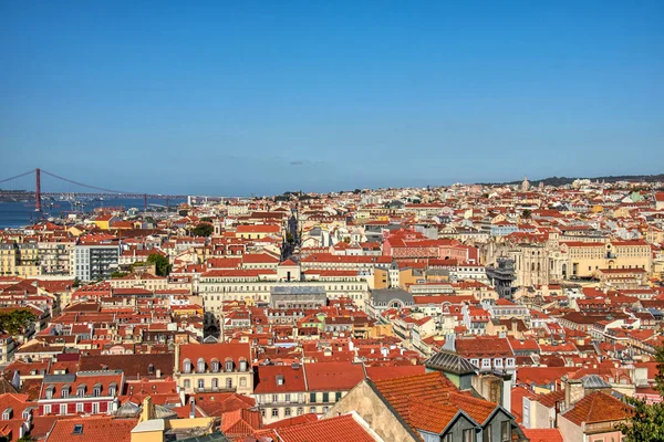 Views of Lisbon where you can see the roofs of their houses and Tajo River.