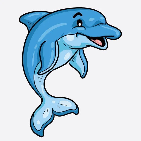 Illustration Cute Cartoon Dolphin — Stock Vector