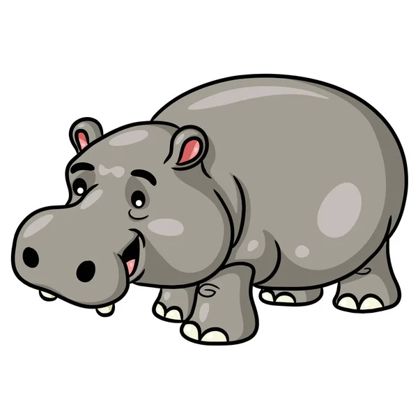 Illustratie Van Cute Cartoon Hippo — Stockvector