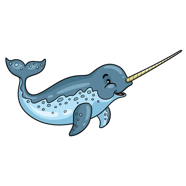 Illustration Von Niedlichen Cartoon Narwhal — Stockvektor