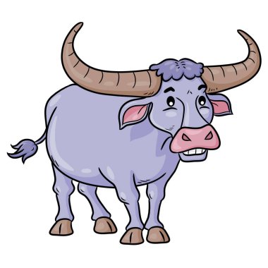 Sevimli çizgi buffalo çizimi.