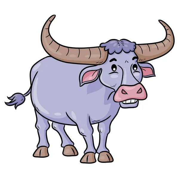Illustratie Van Schattige Cartoon Buffalo — Stockvector