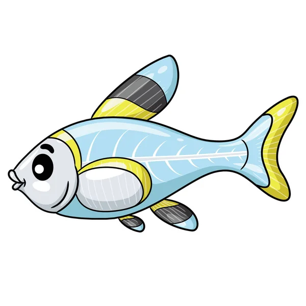 Illustration Cute Cartoon Ray Fish — Stock Vector