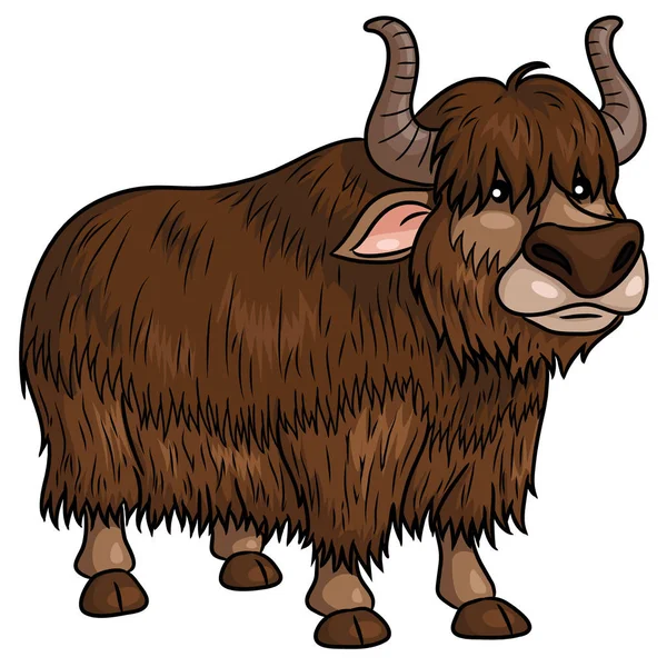 Illustration Mignon Yak Dessin Animé — Image vectorielle