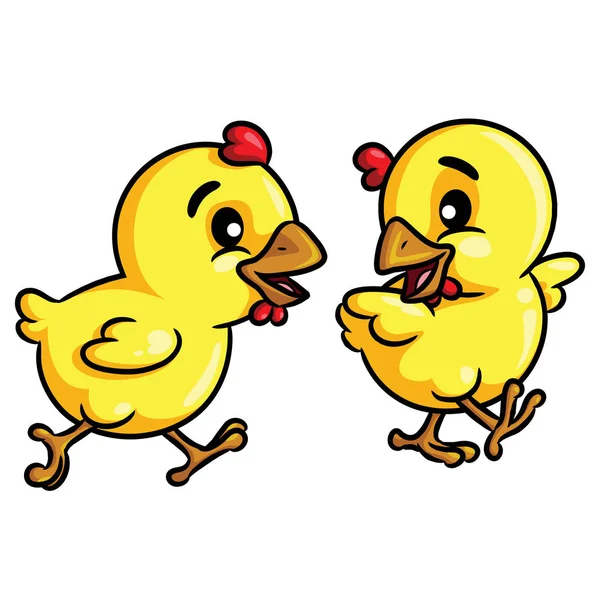 Illustration Mignon Dessin Animé Poussins Marcher — Image vectorielle