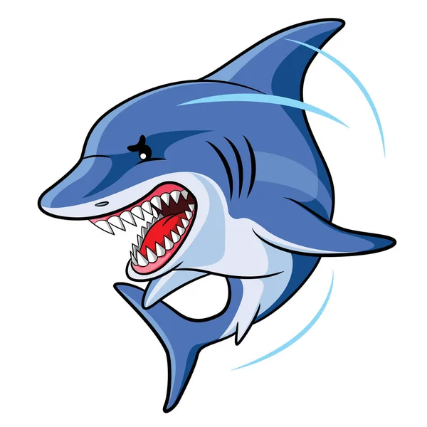 Ilustração Tubarão Caricatura Irritado —  Vetores de Stock
