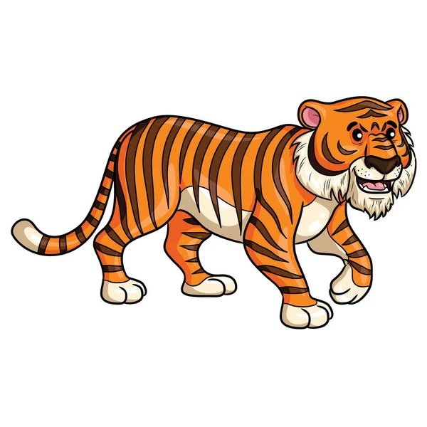 Cartoon Illustratie Van Een Schattige Walking Tiger — Stockvector