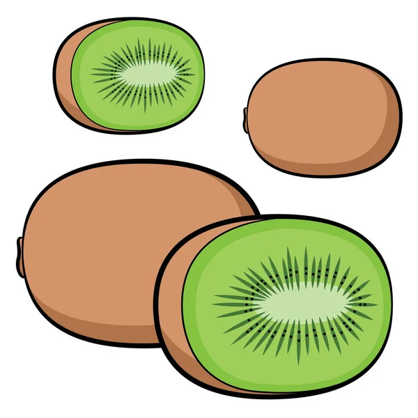 Ilustração Bonito Desenho Animado Kiwi Frutas — Vetor de Stock