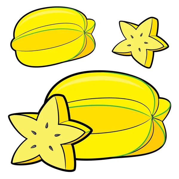 Illustratie Van Schattige Cartoon Starfruit — Stockvector