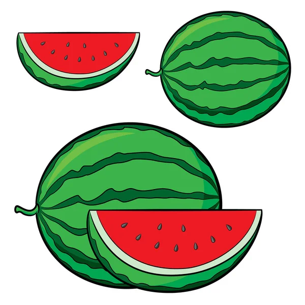 Illustration Der Niedlichen Karikatur Wassermelone — Stockvektor