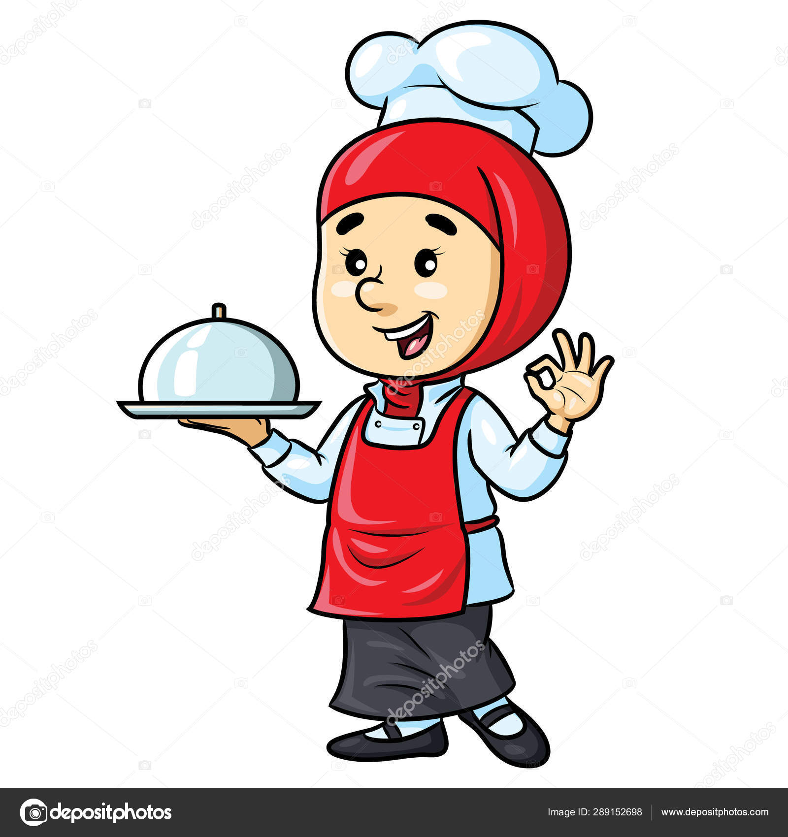 Illustrations Cute Cartoon Female Chef Hijab Vector Image By C Rubynurbaidi Vector Stock 289152698