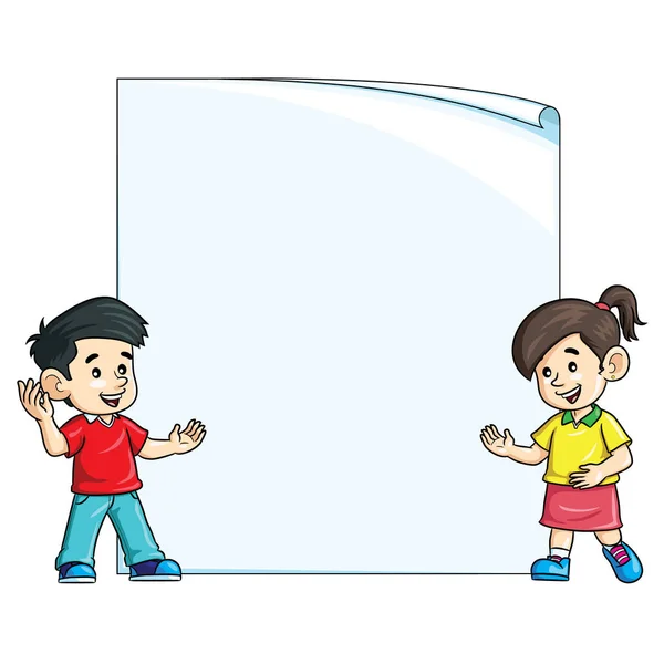Απεικόνιση Των Χαριτωμένα Παιδιά Καρτούν Χαρτί Πρότυπο — Διανυσματικό Αρχείο